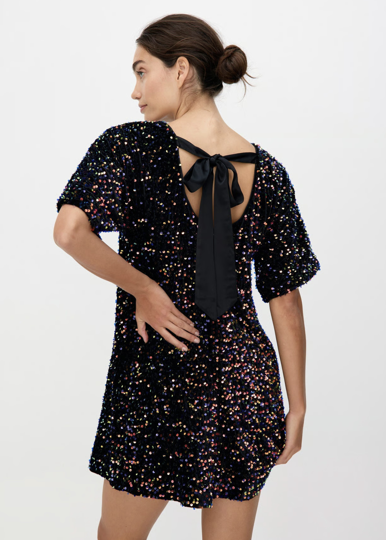 Black Velvet Sequin Mini Dress