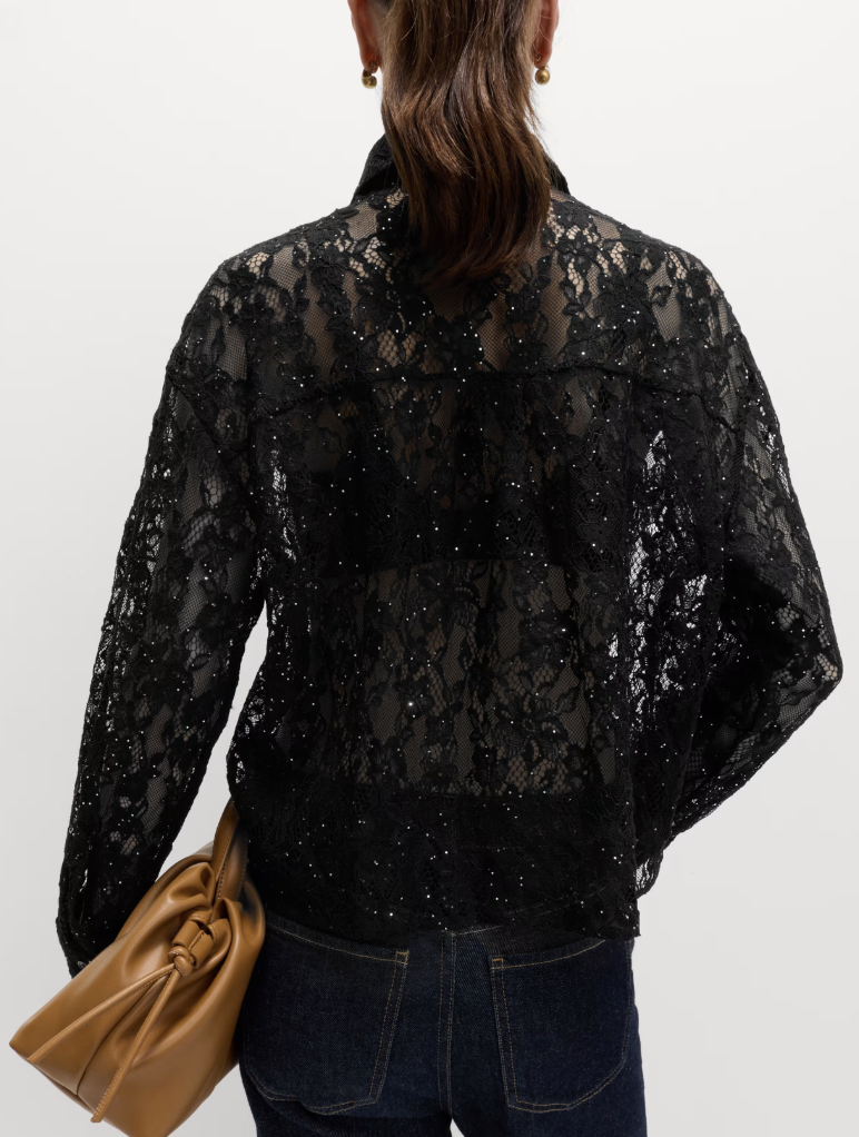 Embellished Lace Fitted Shirt