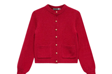 Red Wool Blend Cardigan