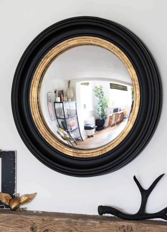 Black and Gold Convex Mirror