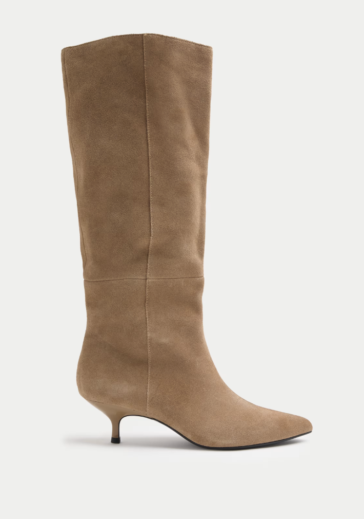 Suede Kitten Heel Boots