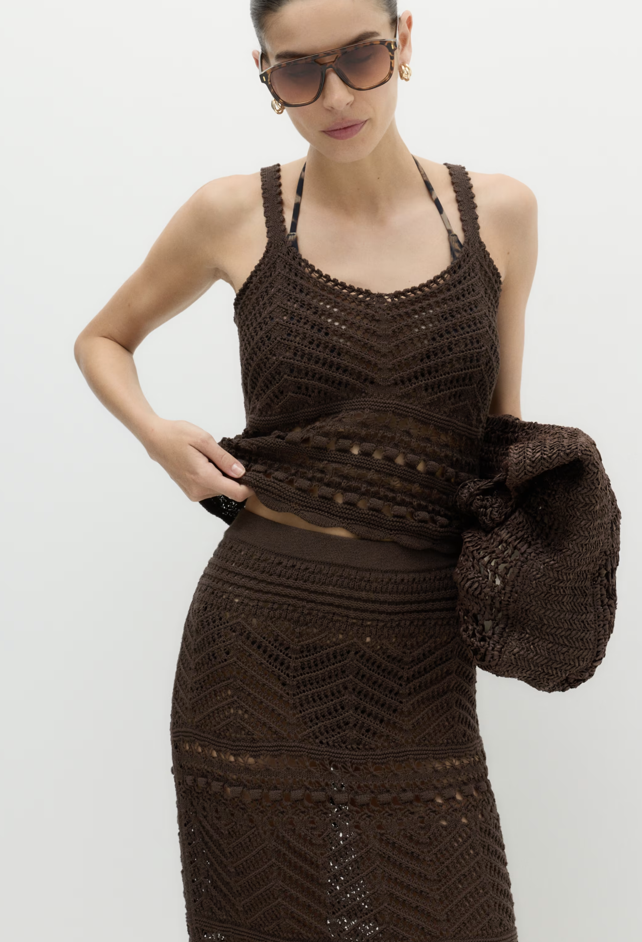 Cotton Rich Pointelle Scallop Knitted Vest