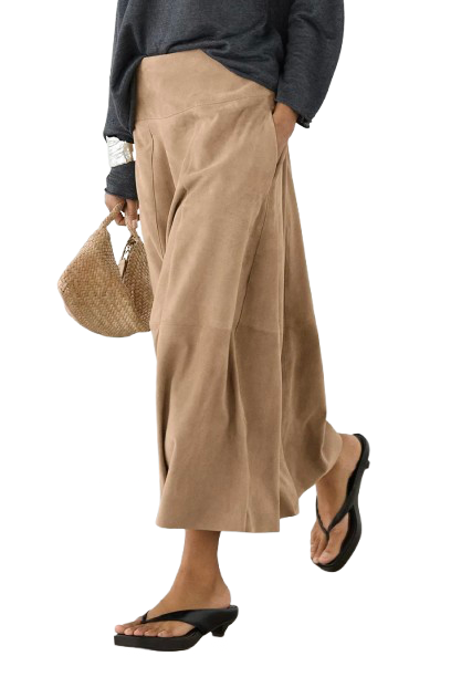 Paneled Skirt in Soft Suede