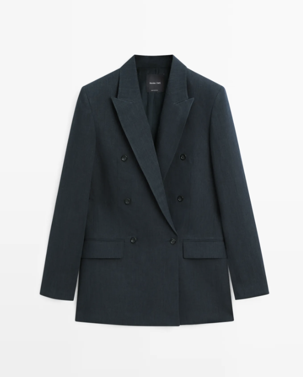 Melange Linen Double Breasted Blazer
