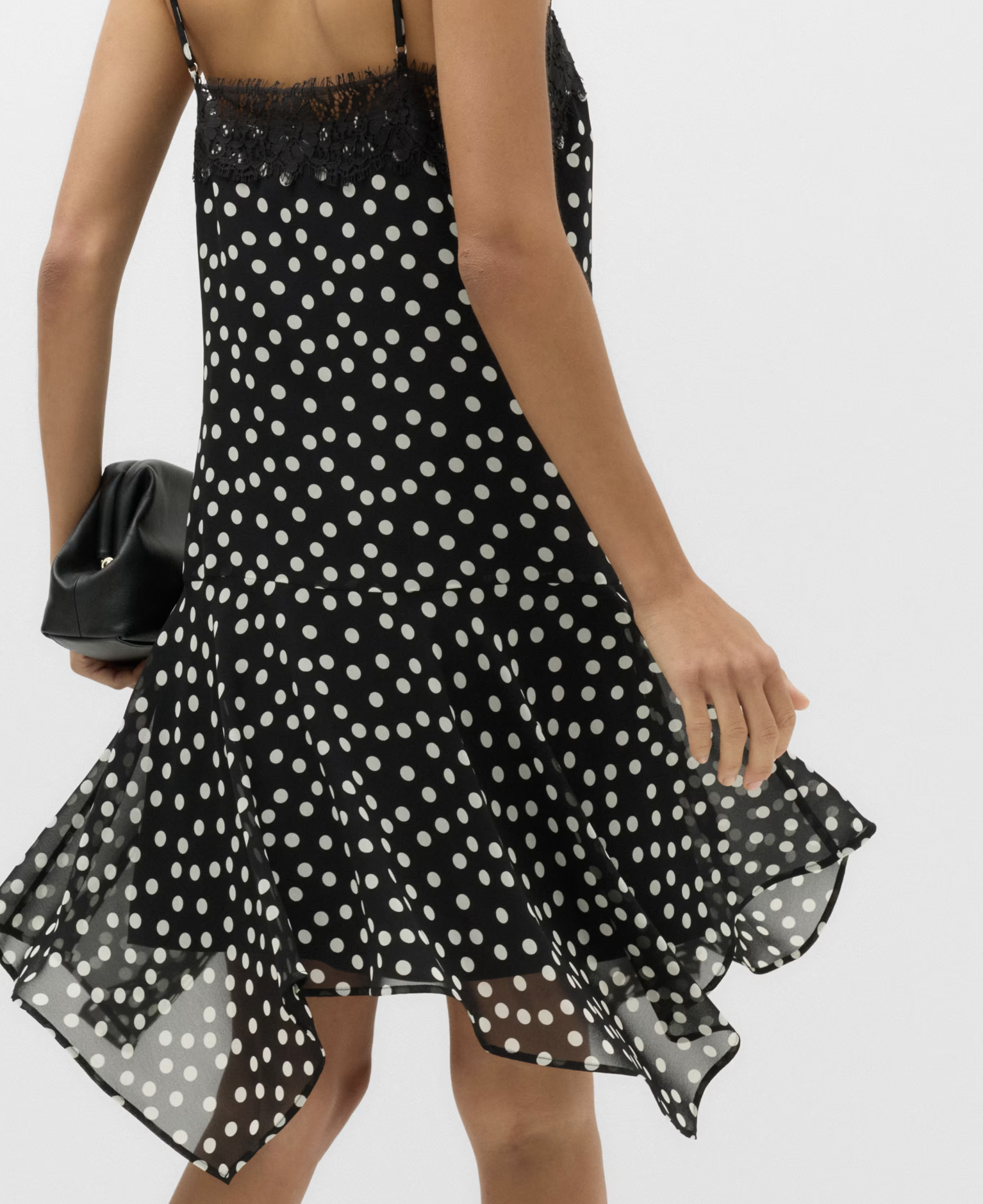 Polka Dot Lace Detail Mini Slip Dress